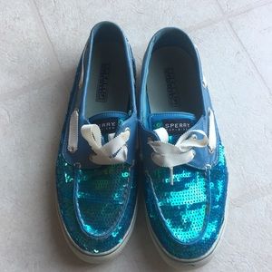 Blue Sequin Sperrys